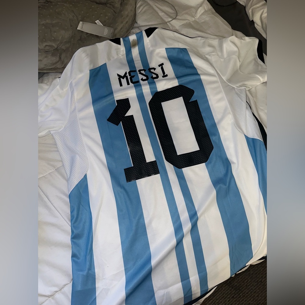 Argentina National Team 2022 Winners Home Lionel Messi Printed Jersey